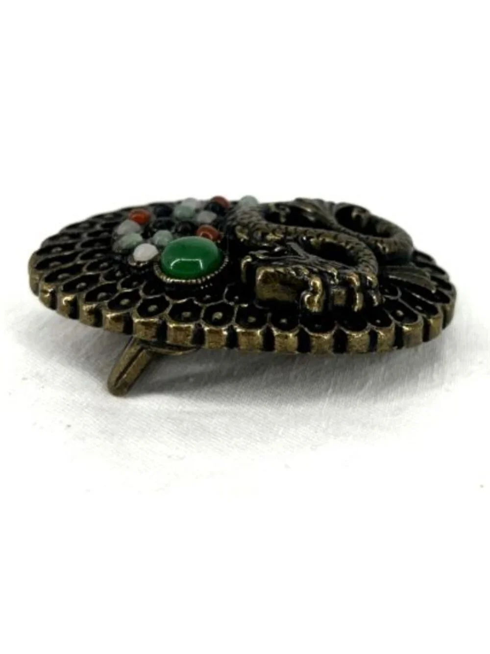 Snake Dragon Belt Buckle Metal Topaz Spinel Garnet Cabochons 3